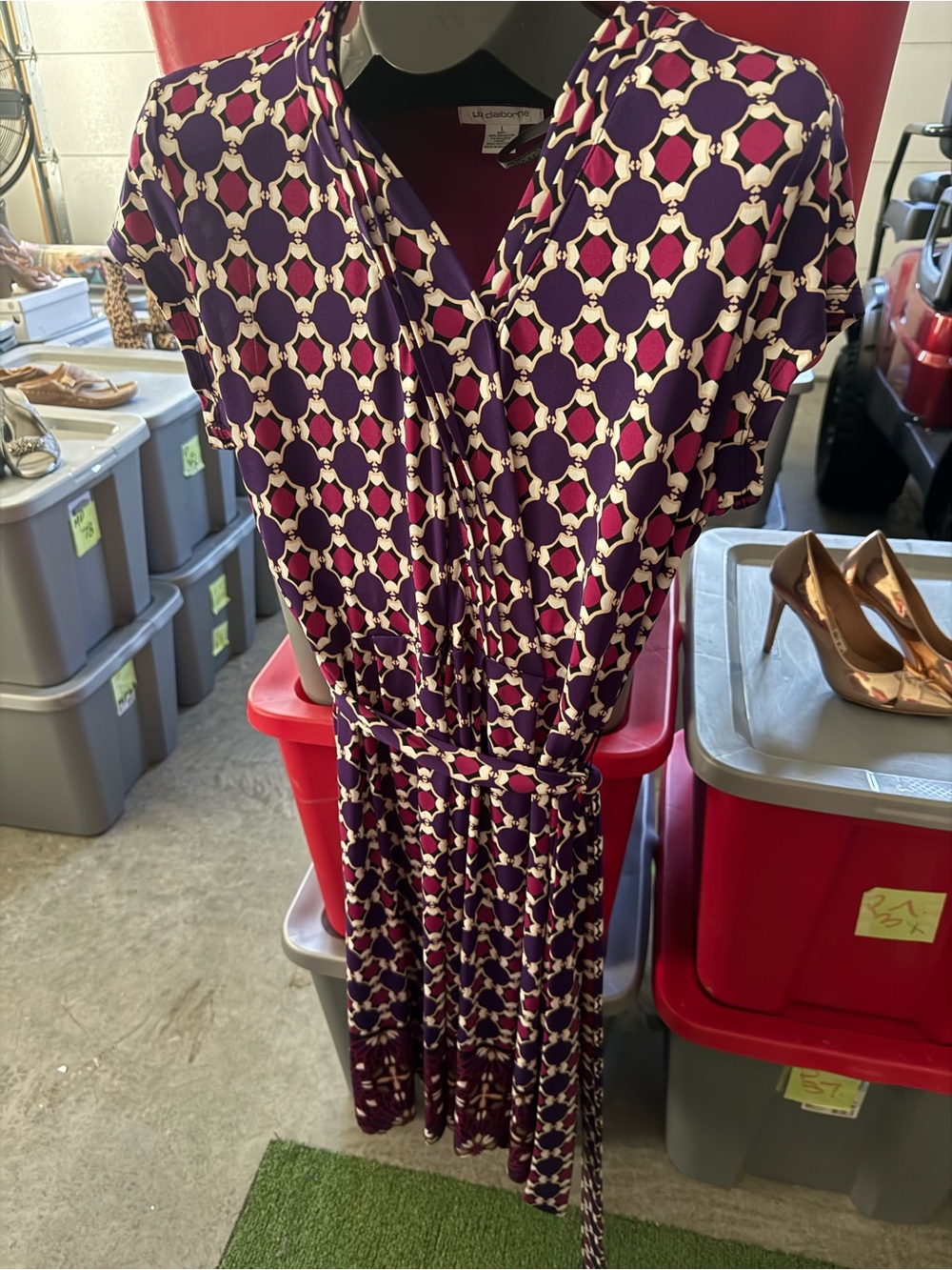 Geometric Print Purple & Pink Wrap Dress p22